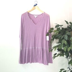 PLUS Time And Tru Purple Waffle Top